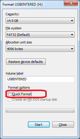 Format disk and delete all of data